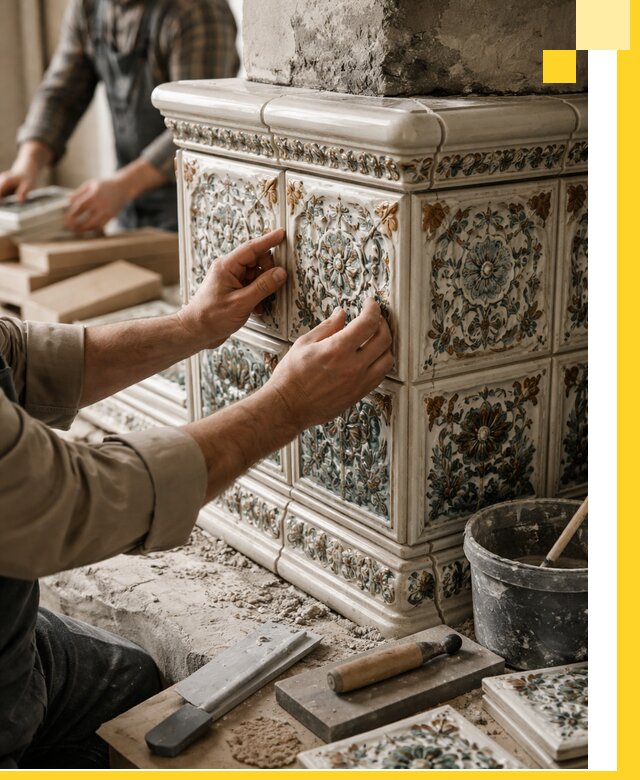 Изразцовые камины под ключ в Дубне: проект и монтаж