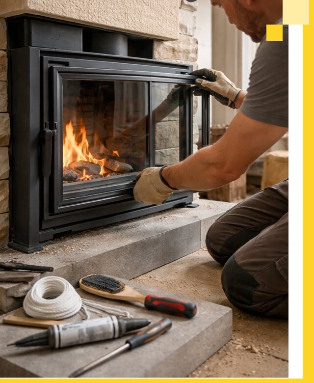 Производство, монтаж и доставка каминов со стеклом в Дубне