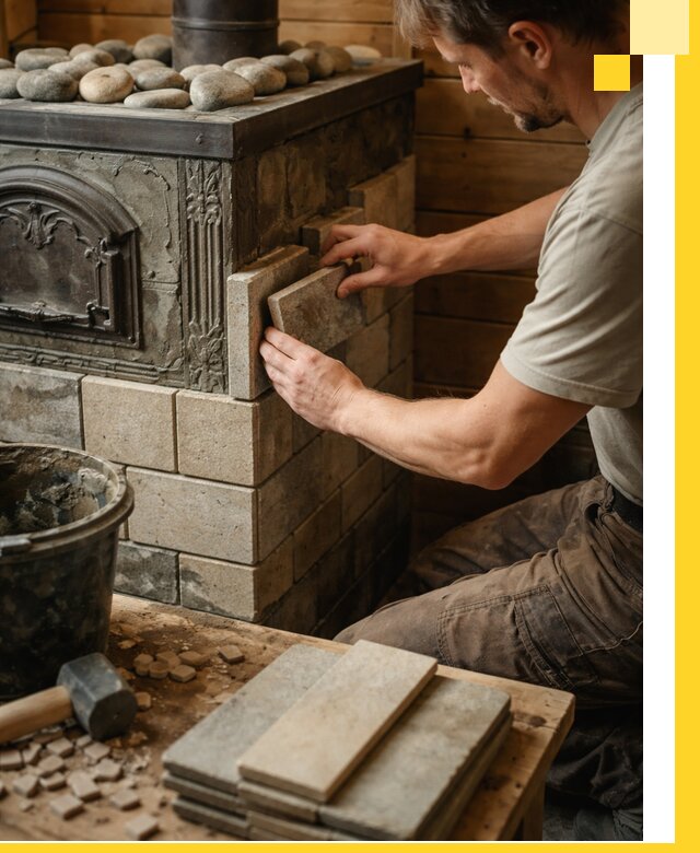 Облицовка банных печей в Дубне профессиональная отделка