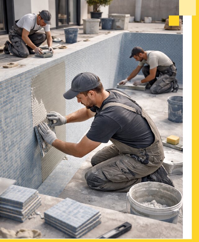 Облицовка бассейнов в Дубне плитка мозаика гидроизоляция