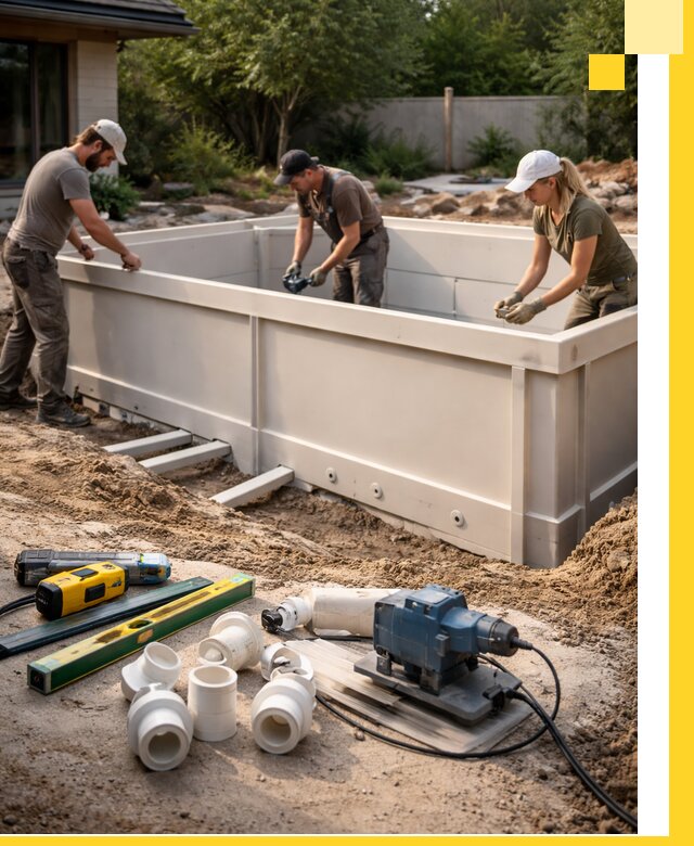 Установка полипропиленовых бассейнов под ключ в Дубне