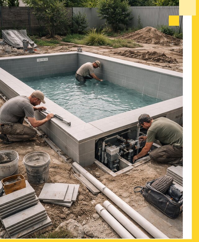 Строительство и монтаж бассейнов для дачи под ключ в Дубне