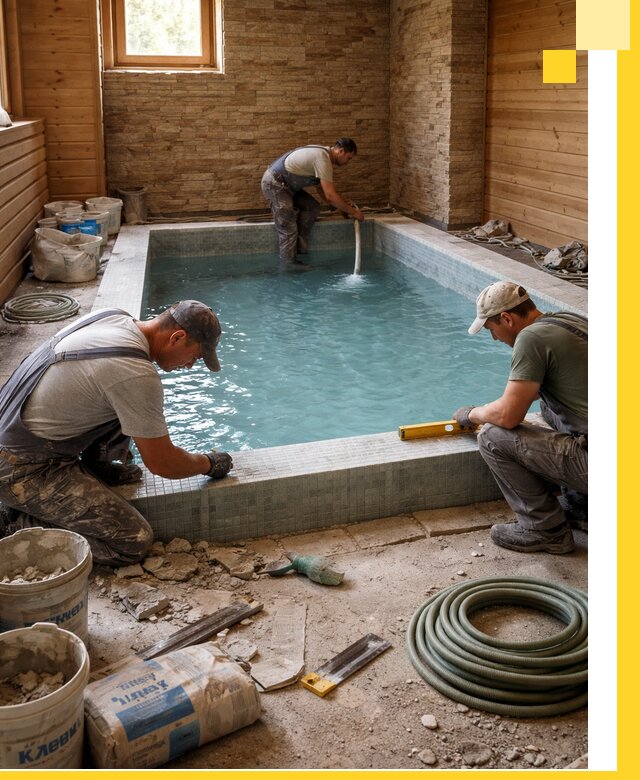 Проектирование и строительство бассейнов для бани в Дубне