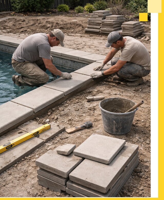 Установка и изготовление копингового камня для бассейнов в Дубне