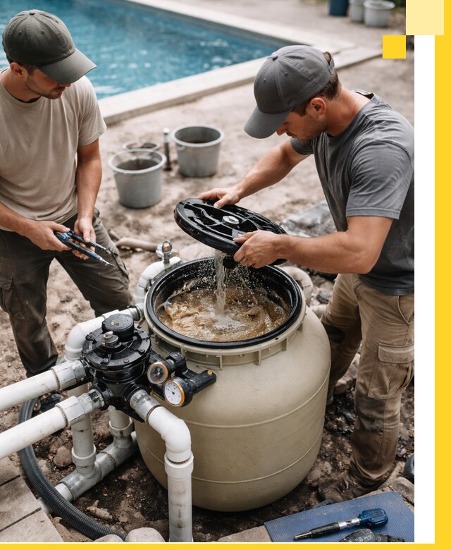 Установка и обслуживание песочных фильтров для бассейнов в Дубне