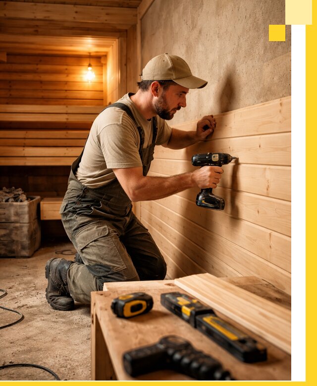 Профессиональная внутренняя отделка бани в Дубне под ключ