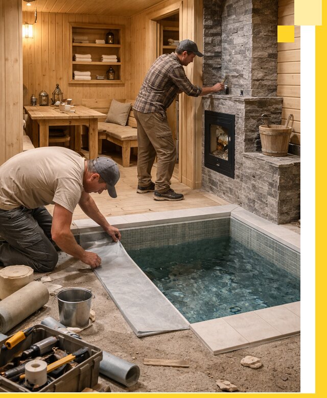 Строительство бань с комнатой отдыха под ключ в Дубне