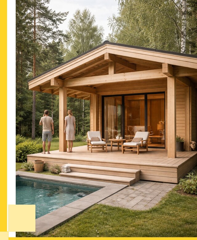 Бани с террасой под ключ в Дубне от 612540 р. | ЭриданДбн