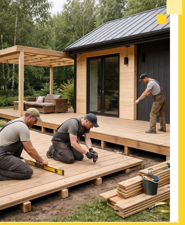 Строительство бань с террасой и бассейном под ключ в Дубне