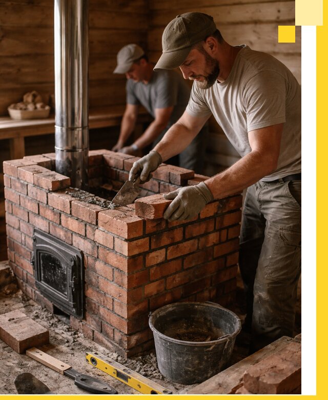 Кирпичные печи для бани под ключ в Дубне, проект и монтаж