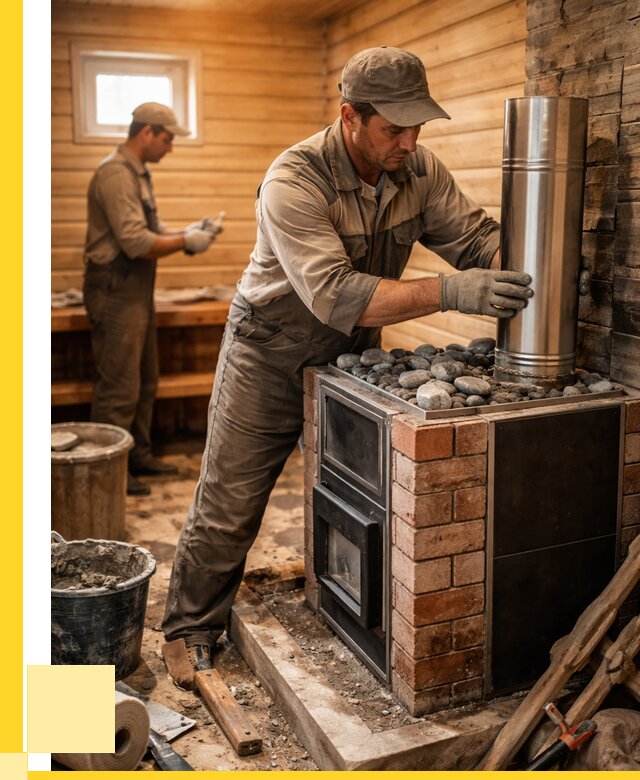 Монтаж печи в бане под ключ в Дубне от 20418 р. | ЭриданДбн