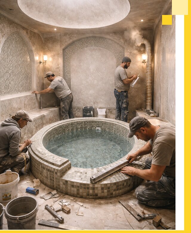 Профессиональное строительство хамама с бассейном в Дубне под ключ
