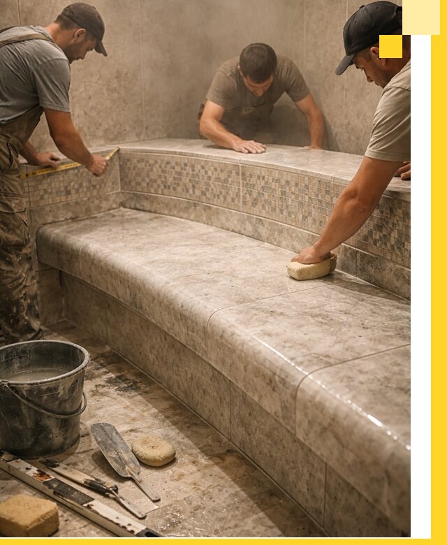 Изготовление и установка сидений для хамама в Дубне